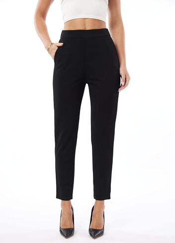 heipeiwa Women's Dress Pants High Waist Pull on Pants Comfort Stretch Work Slacks Crop Trouser in Kuwait