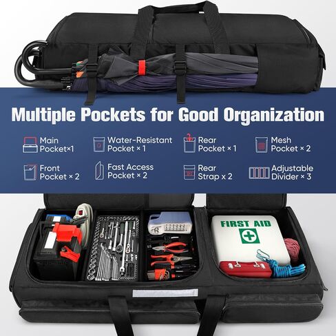 Outgeek Under Seat Storage Bag for Trucks: Truck Underseat Storage Organizer with 3 Detachable Inner Dividers|Anti-slip Bottom Fit for Full Size Trucks Crew Cab (Black) in Saudi Arabia
