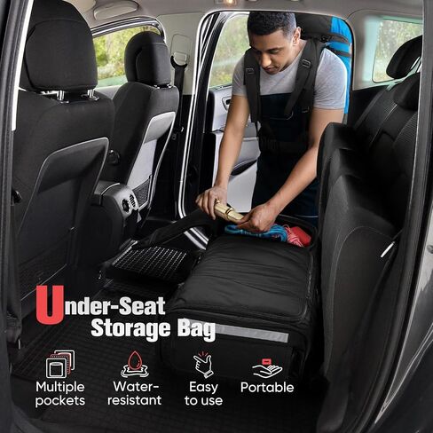 Outgeek Under Seat Storage Bag for Trucks: Truck Underseat Storage Organizer with 3 Detachable Inner Dividers|Anti-slip Bottom Fit for Full Size Trucks Crew Cab (Black) in Saudi Arabia