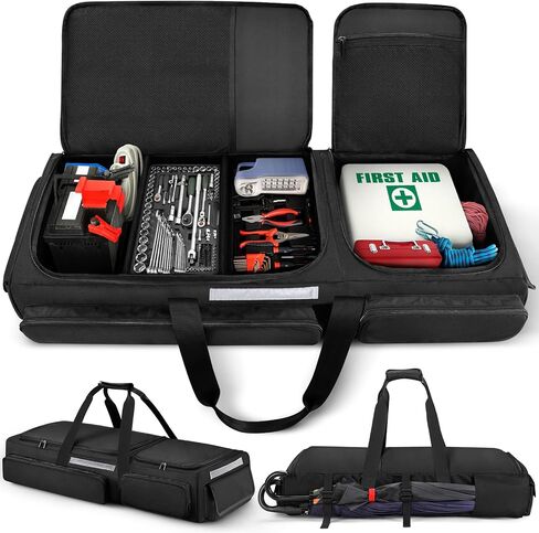 Outgeek Under Seat Storage Bag for Trucks: Truck Underseat Storage Organizer with 3 Detachable Inner Dividers|Anti-slip Bottom Fit for Full Size Trucks Crew Cab (Black) in Saudi Arabia