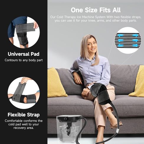 Ice Machine for Knee After Surgery, Rechargeable Timing Cold Therapy Machine for Knee Replacement, Cordless Cryotherapy Knee Ice Machine System for Elbow, Ankle, Back Post-Surgery Care Pain Relief in Saudi Arabia