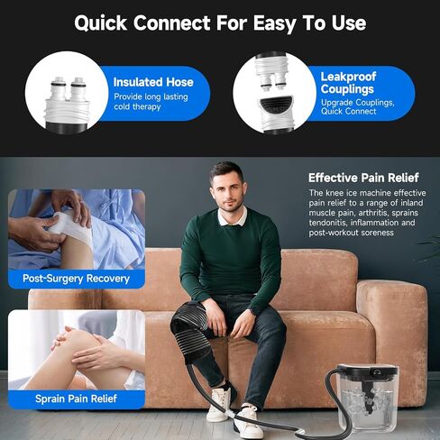 Ice Machine for Knee After Surgery, Rechargeable Timing Cold Therapy Machine for Knee Replacement, Cordless Cryotherapy Knee Ice Machine System for Elbow, Ankle, Back Post-Surgery Care Pain Relief in Saudi Arabia