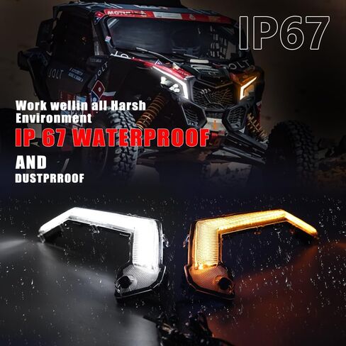Can-Am Maverick X3 LED Signature Lights Fang Lights Turn Signal Light Assembly,Replacement for Can-Am Maverick X3 XDS XRS Max Turbo R Trail Sport Max Light #710004994,710004995,Plug and Play in Saudi Arabia