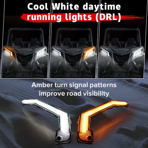 Can-Am Maverick X3 LED Signature Lights Fang Lights Turn Signal Light Assembly,Replacement for Can-Am Maverick X3 XDS XRS Max Turbo R Trail Sport Max Light #710004994,710004995,Plug and Play in Saudi Arabia