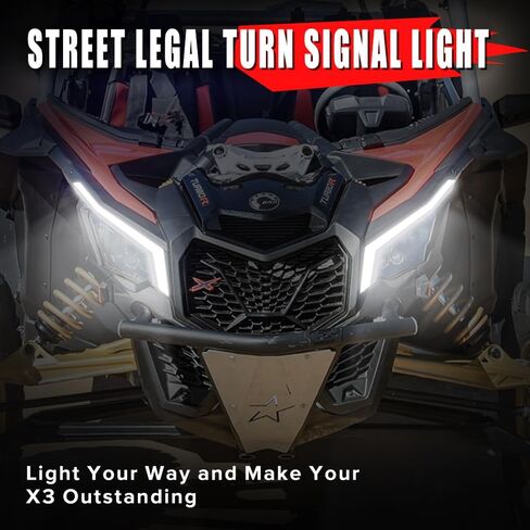 Can-Am Maverick X3 LED Signature Lights Fang Lights Turn Signal Light Assembly,Replacement for Can-Am Maverick X3 XDS XRS Max Turbo R Trail Sport Max Light #710004994,710004995,Plug and Play in Saudi Arabia