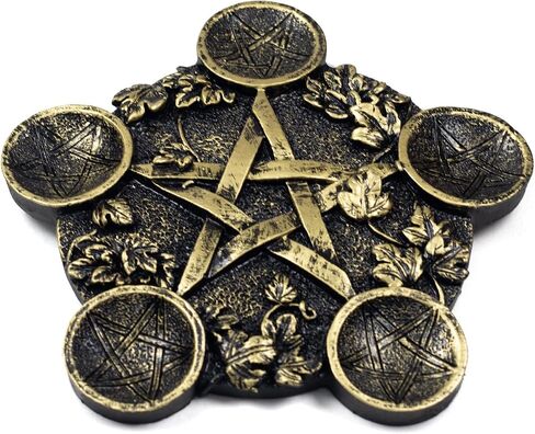 Star Candle Holder Astrology Pentacle Altar Plate Resin Tealight Holder Tray Witchcraft Altar Supplies for Witchcraft Wiccan Tarot Supplies Copper in Saudi Arabia