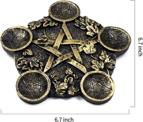 Star Candle Holder Astrology Pentacle Altar Plate Resin Tealight Holder Tray Witchcraft Altar Supplies for Witchcraft Wiccan Tarot Supplies Copper in Saudi Arabia
