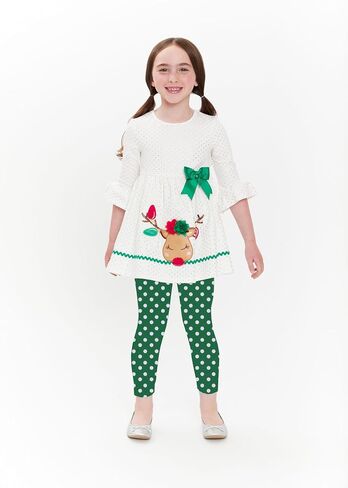 Bonnie Jean Holiday Christmas Light Reindeer Legging Set for Infant, Toddler, and Little Girls in Saudi Arabia