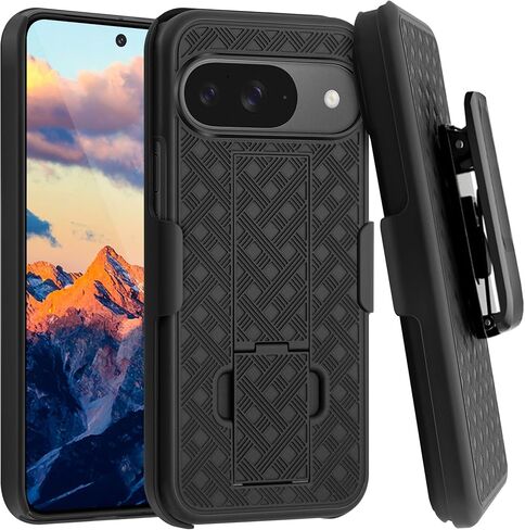 حافظة Fingic Pixel 7a، حافظة حافظة جوجل بيكسل 7a كومبو شل حافظة متينة رفيعة مع مسند حزام دوار بمشبك حافظة مقاومة للصدمات ومضادة للخدش للرجال الصبي لجوجل بيكسل 7a 5G، 6.1 بوصة، أسود in Kuwait