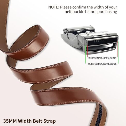 TINIDI حزام بسقاطة للرجال أحزمة جلدية قابلة للتعديل للرجال 35 مم 1 3/8 بوصة، حزام بديل 125 سم بدون إبزيم، أسود in Kuwait