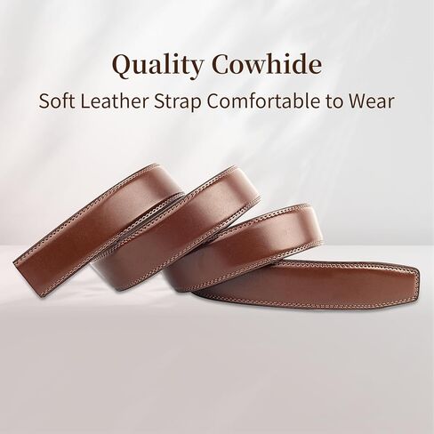 TINIDI حزام بسقاطة للرجال أحزمة جلدية قابلة للتعديل للرجال 35 مم 1 3/8 بوصة، حزام بديل 125 سم بدون إبزيم، أسود in Kuwait