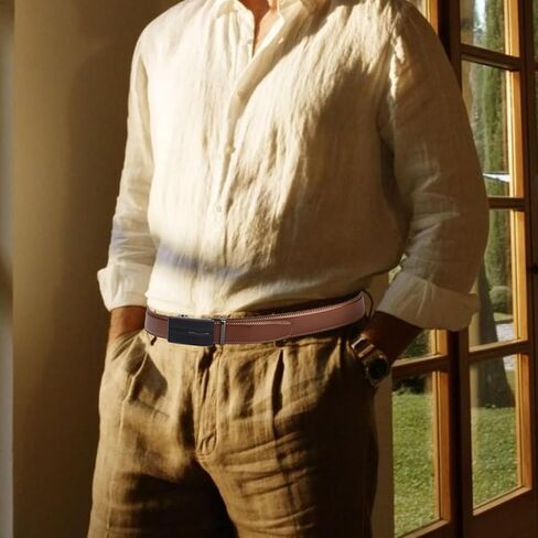 TINIDI حزام بسقاطة للرجال أحزمة جلدية قابلة للتعديل للرجال 35 مم 1 3/8 بوصة، حزام بديل 125 سم بدون إبزيم، أسود in Kuwait