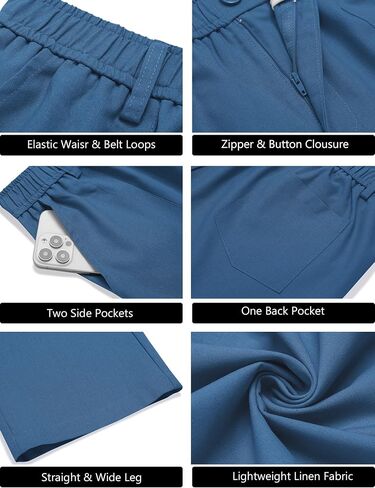 COOFANDY Men's Casual Linen Cotton Pants Elastic Waist Summer Beach Trousers Lightweight Yoga Vacation Pants in Kuwait