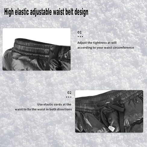 Tentock Men Women Down Puffy Insulated Pants with Side Zipper, Compression Snow Trousers Ultralight Winter Warm for Hiking in Saudi Arabia