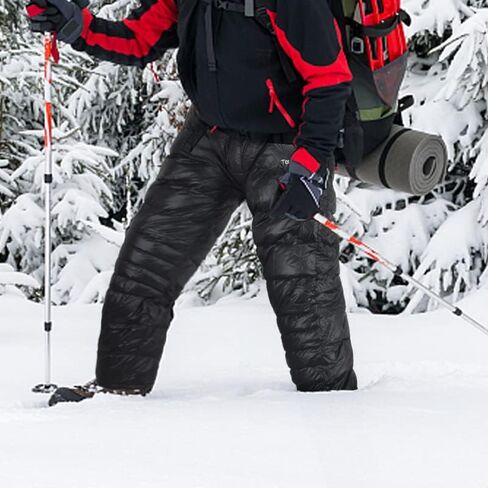 Tentock Men Women Down Puffy Insulated Pants with Side Zipper, Compression Snow Trousers Ultralight Winter Warm for Hiking in Saudi Arabia