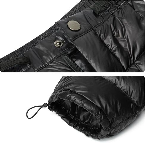 Tentock Men Women Down Puffy Insulated Pants with Side Zipper, Compression Snow Trousers Ultralight Winter Warm for Hiking in Saudi Arabia
