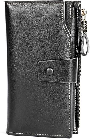 JIUFENG Long Wallets for Women, RFID Blocking Credit Card Organizer, Genuine Leather Clutch Trendy Purses (Purple) in Saudi Arabia