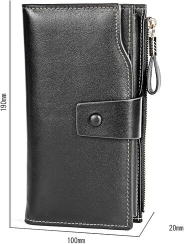 JIUFENG Long Wallets for Women, RFID Blocking Credit Card Organizer, Genuine Leather Clutch Trendy Purses (Purple) in Saudi Arabia