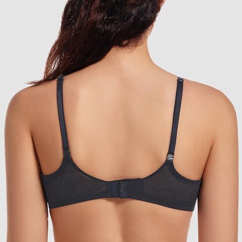 MELENECA Women's Sexy Lace Push Up Plus Size Sheer Balconette Underwire Unlined Bra in Kuwait