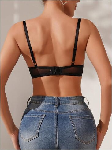 Women's Lace Bra Sleeveless Sheer Mesh Backless Wireless Everyday Bralettes Sexy Lingerie Bra in Saudi Arabia