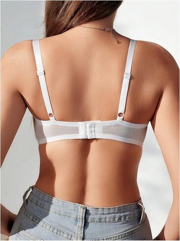 Women's Lace Bra Sleeveless Sheer Mesh Backless Wireless Everyday Bralettes Sexy Lingerie Bra in Saudi Arabia