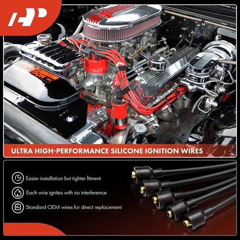 9 قطع أسلاك توصيل شرارة من A-Premium متوافقة مع Ford F-100، F-150، F-250، F-350، F-500، Mustang، Mustang II، E-100 E-150 E-250 E-350 Econoline، Elite وجيب جلاديتور ولينكولن مارك الرابع وميركوري كوميت in Saudi Arabia