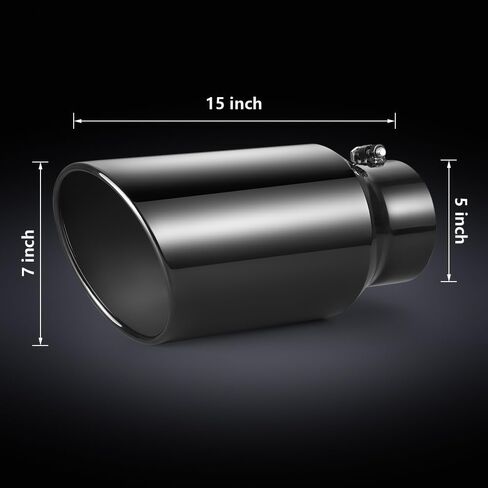 5 Inch Inlet Exhaust Tip,5" Inlet 7" Outlet 15" Overall Length,Chrome-Plated Exhaust Tip,Stainless Steel,Chrome Grey Exhaust Tip,Angle Cut,Bolt On in Saudi Arabia