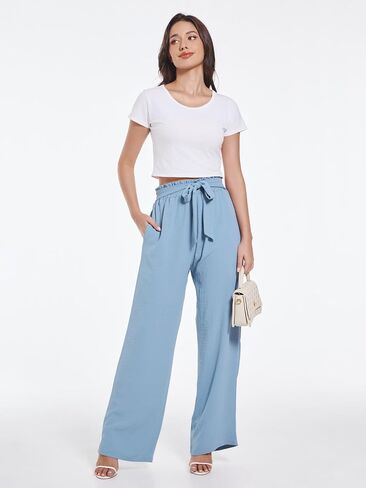 Womens Wide Leg Pants high wiasted Adjustable Tied Lightweight Busniness Vcation Fall Casual Trouser with Pockets in Saudi Arabia