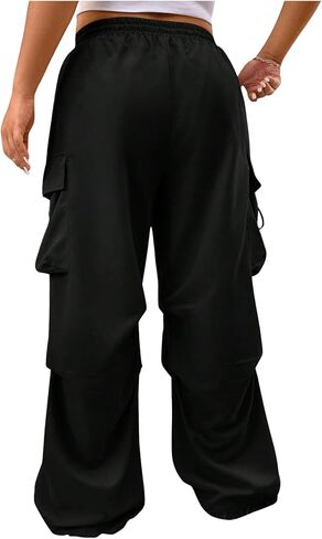 Verdusa Women's Plus Size Drawstring Waist Loose Cargo Pants Ruched Parachute Trousers in Saudi Arabia