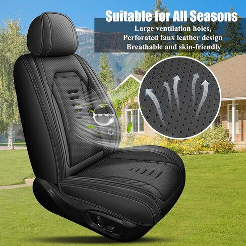 Seat Covers for Toyota Camry 2002-2023 2024 2025 Full Set 5 Seats - Premium Breathable Perforated Leather - for Toyota Camry Accessories (Black) in Saudi Arabia