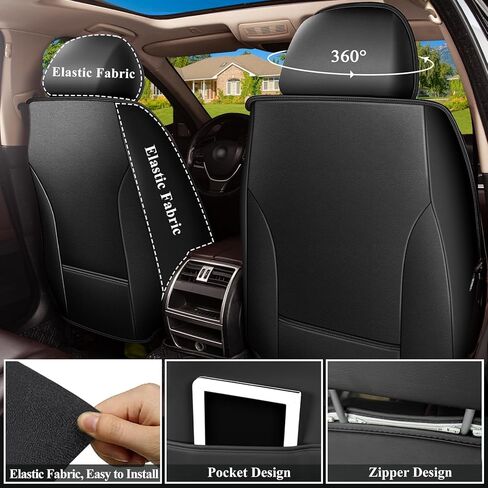 Seat Covers for Toyota Camry 2002-2023 2024 2025 Full Set 5 Seats - Premium Breathable Perforated Leather - for Toyota Camry Accessories (Black) in Saudi Arabia