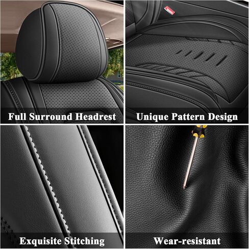 Seat Covers for Toyota Camry 2002-2023 2024 2025 Full Set 5 Seats - Premium Breathable Perforated Leather - for Toyota Camry Accessories (Black) in Saudi Arabia