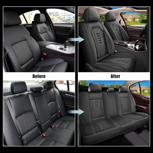 Seat Covers for Toyota Camry 2002-2023 2024 2025 Full Set 5 Seats - Premium Breathable Perforated Leather - for Toyota Camry Accessories (Black) in Saudi Arabia