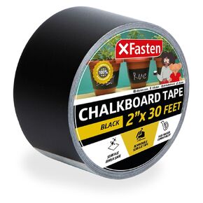 XFasten Black Chalkboard Tape Removable, 2-Inch x 30-Foot, Black, Smudge Resistant Sticky Chalkboard Label Duct Tape