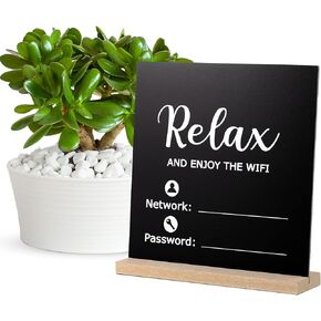 Password Wooden Sign Chalkboard Table Centerpieces Decoration Wooden Framed Sign Wood Photo Block Holder Plaque Chalkboard Wooden Freestanding Sign for Guest Home