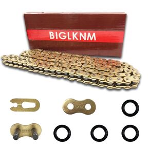 520 X-Ring Chain, 98 Links Heavy Duty Motorcycle Gold Chain with Connecting Master Link