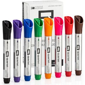 Quartet Dry Erase Markers, Glass Whiteboard Markers, Bullet Tip, White Board Dry Erase Pens for Teachers, Home, School & Office Supplies, Assorted Colors, 8 Pack (79552)