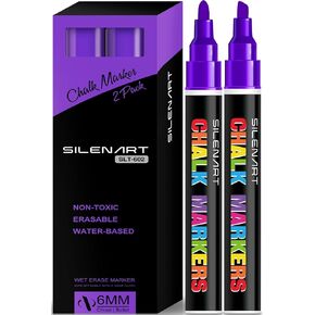 SILENART White Liquid Chalk Markers - Chalk Markers White - White Dry Erase Markers Pen - for Chalkboard Signs, Windows, Blackboard, Glass - 3-6mm Chisel Tip, 3mm Fine Tip