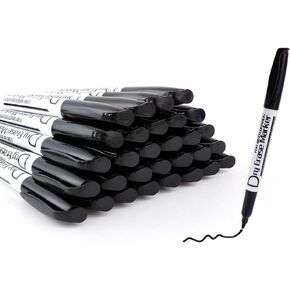 Volcanics Black Dry Erase Markers Low Odor Fine Whiteboard Markers Thin Box of 30