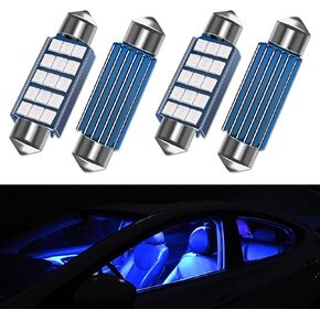 UGSHY 2 PCS Car LED Extremely Bright Bulbs, 1.6" 6000K 2835 Chipsets 1200LM Bulbs for LED Interior Dome Map Door Lights 211-2 212-2 569 6411 6451 41mm 42mm (Blue)