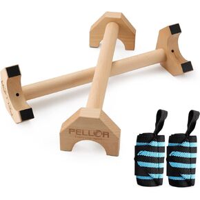 Pushup Stands - Wooden Push Up Bars Gym Gear Equipment with Anti-Slid Mat Workout Solid Exercise Women Men Portable Fitness
