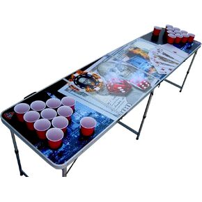 Vegas Poker Portable Beer Pong Table with Holes
