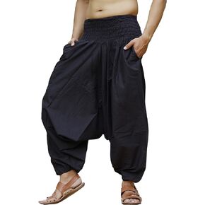 SARJANA HANDICRAFTS Mens Womens Unisex Cotton Harem Pants Yoga Baggy Genie Boho Trousers
