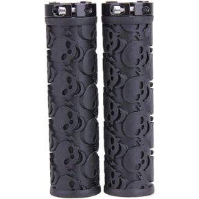 2 Pcs Bike Handlebar Grips Skull Pattern Bicycle Grips Soft Rubber Lock-on Handle Grips for Bicycle Mountain BMX