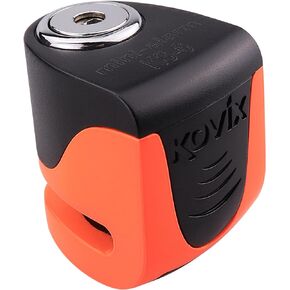 Kovix KS6 Ultra Portable Steel Disc Brake Lock 120dB Alarm 6mm Pin IP67 Easy Push-to-Lock Waterproof for Motorcycle Scooter E-Bike Fluorescent Orange