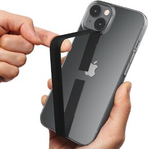 حزام مطاطي من السيليكون من Sinjimoru كحامل لمقبض الهاتف، شريط قبضة رفيع لجراب iPhone، حزام هاتف آمن كحامل للهاتف الخلوي. سينجي حلقة سوداء