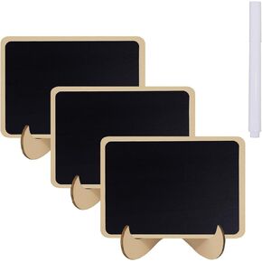 3 Pcs Rectangular Mini Wooden Chalkboards, Small Blackboard, for Food and Wedding, Table Signs with Easel Stand and Event Decorations, with White Chalk Markers