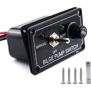 12V Bilge Pump Control Switch Panel 3-Way Manual/Off/Auto With LED Indicator 5A Fuse for Yacht Camper Truck Marine Boat