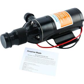 Amarine Made Macerator Waste Water Pump 12V 12 GPM New Anti-Clog Feature for RV Marine Trailer Toilet Sewer Self Priming