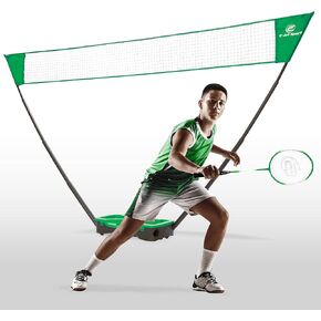 Badminton Net Outdoor Game Set, Rackets Shuttlecocks Combo for Kids & Family Portable, No Tools Required - Backyard Training, Beach, Park, Picnic Games, Green